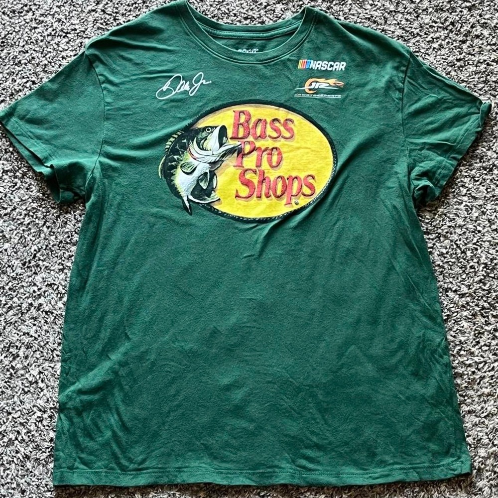 NASCAR Dale Earnhardt Jr Bass Pro Shops Green Graphic T-Shirt Mens Large
